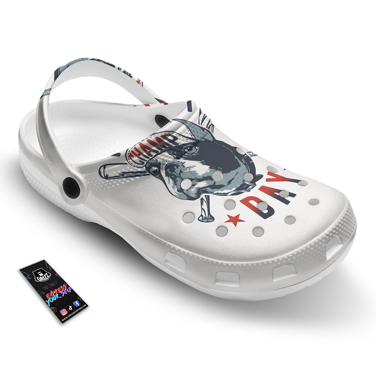 Puppy French Bulldog And Baseball Print Clog-grizzshop