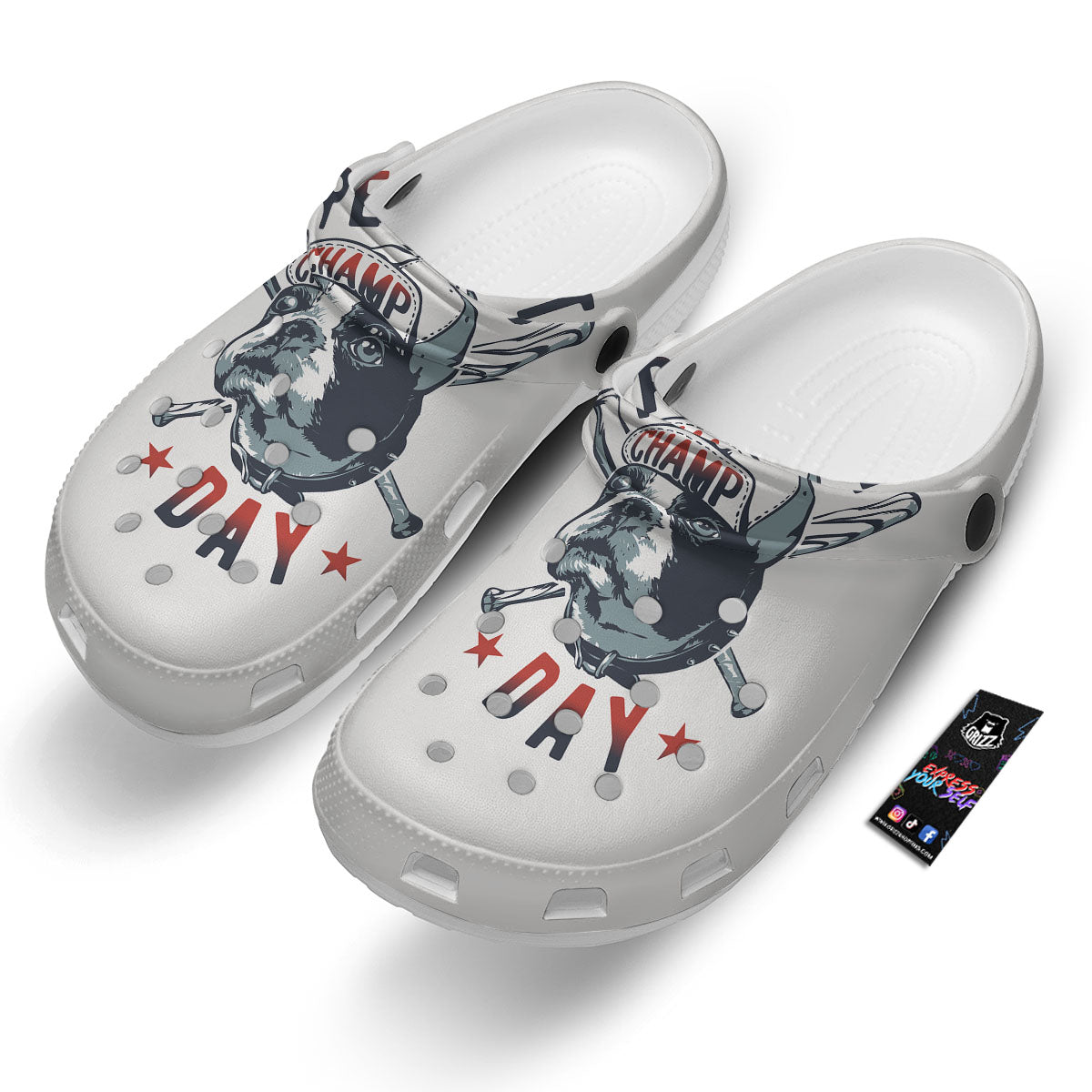 Puppy French Bulldog And Baseball Print Clog-grizzshop