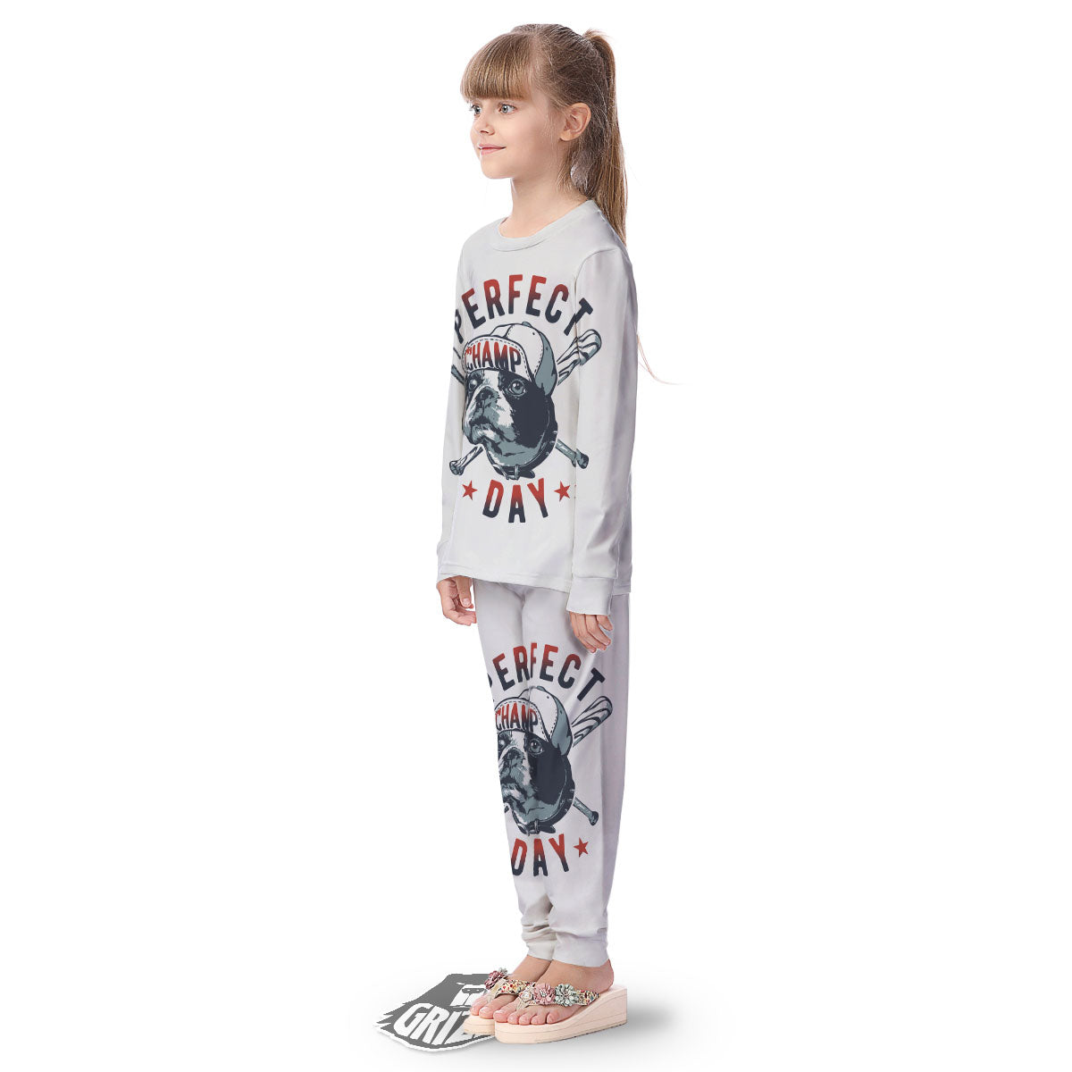 Puppy French Bulldog And Baseball Print Kid's Pajamas-grizzshop