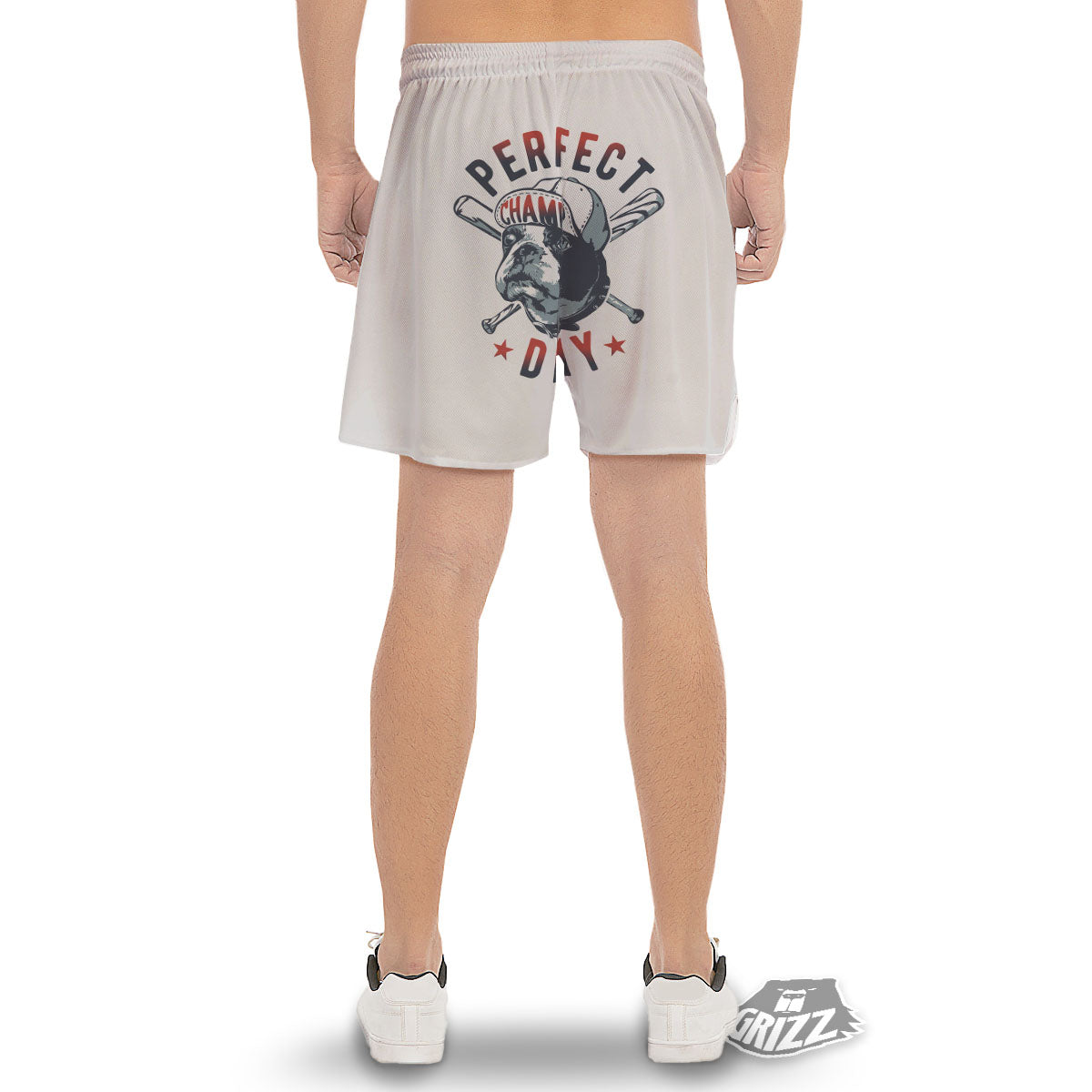 Puppy French Bulldog And Baseball Print Men's Gym Shorts-grizzshop