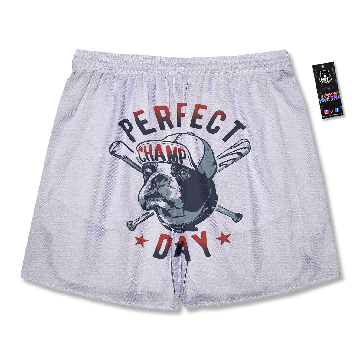 Puppy French Bulldog And Baseball Print Men's Running Shorts-grizzshop