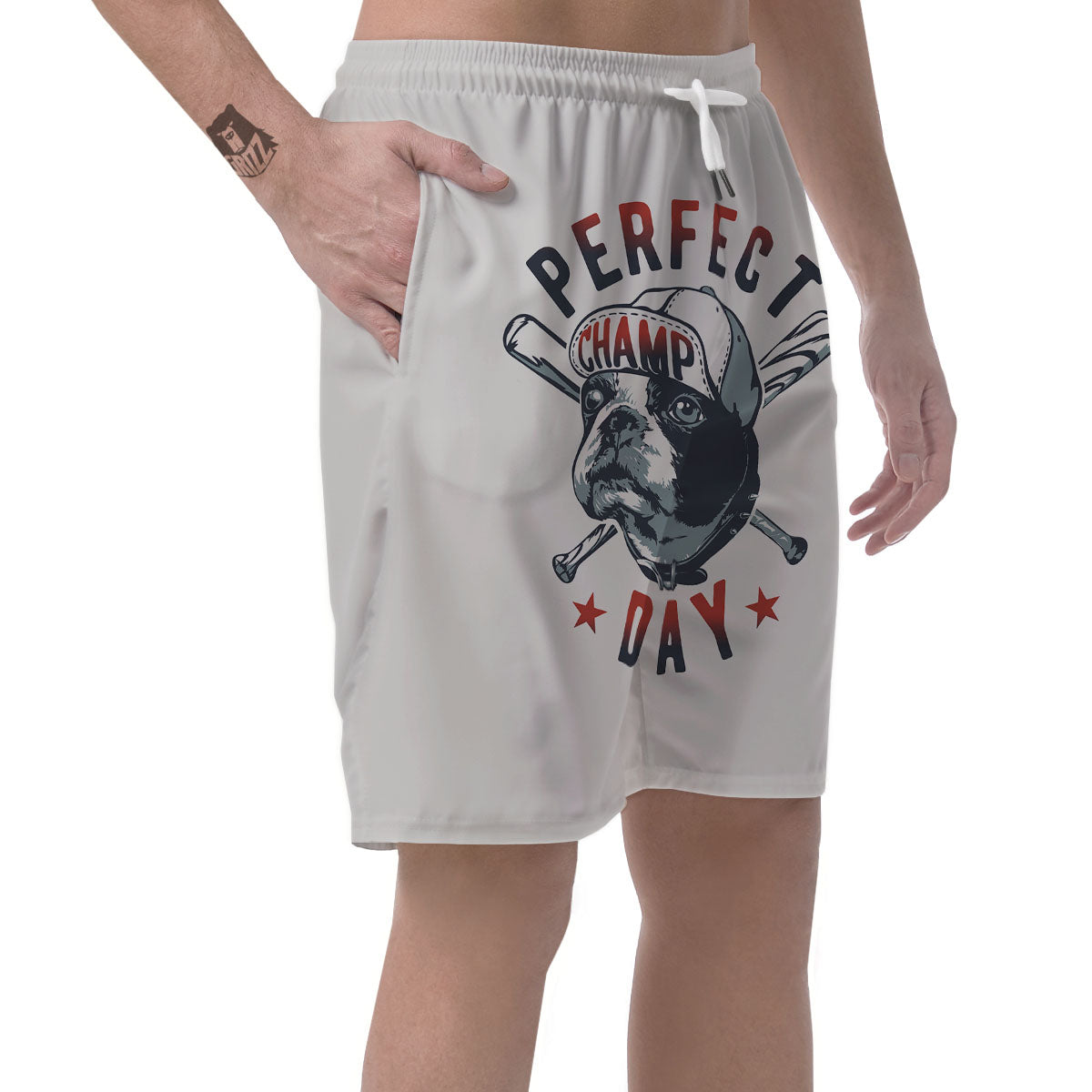 Puppy French Bulldog And Baseball Print Men's Shorts-grizzshop
