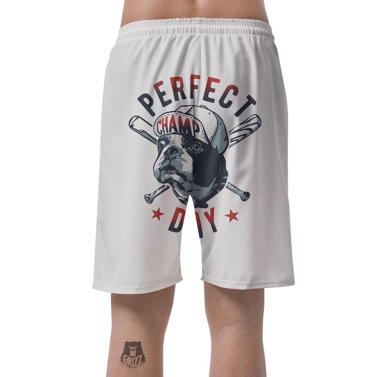 Puppy French Bulldog And Baseball Print Men's Shorts-grizzshop