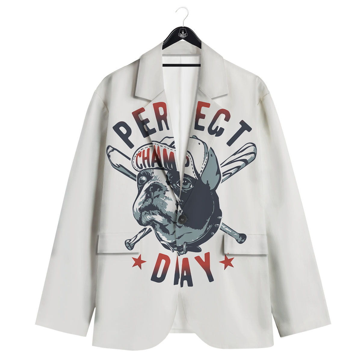 Puppy French Bulldog And Baseball Print Men's Sport Coat-grizzshop