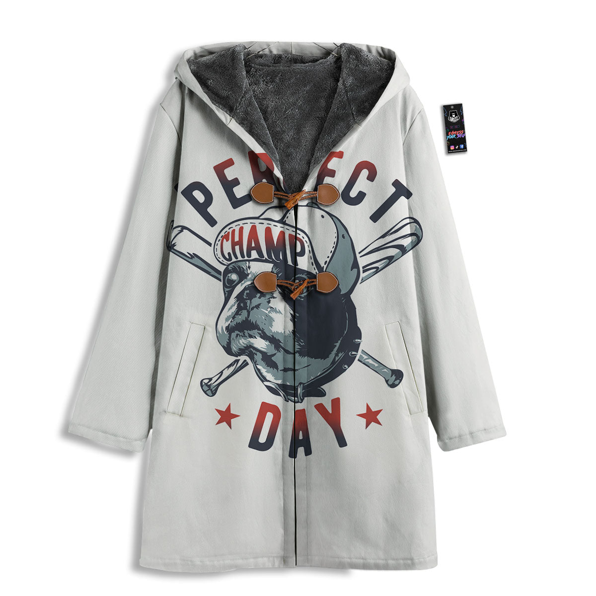 Puppy French Bulldog And Baseball Print Men's Windbreaker Jacket-grizzshop