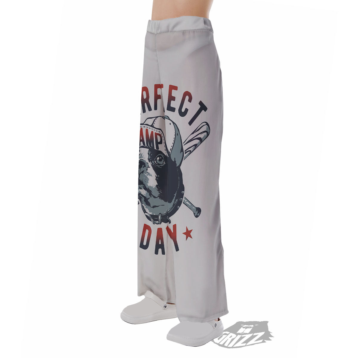 Puppy French Bulldog And Baseball Print Pajama Pants-grizzshop