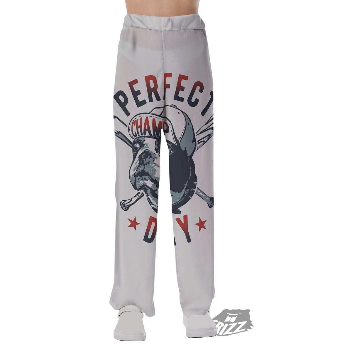 Puppy French Bulldog And Baseball Print Pajama Pants-grizzshop