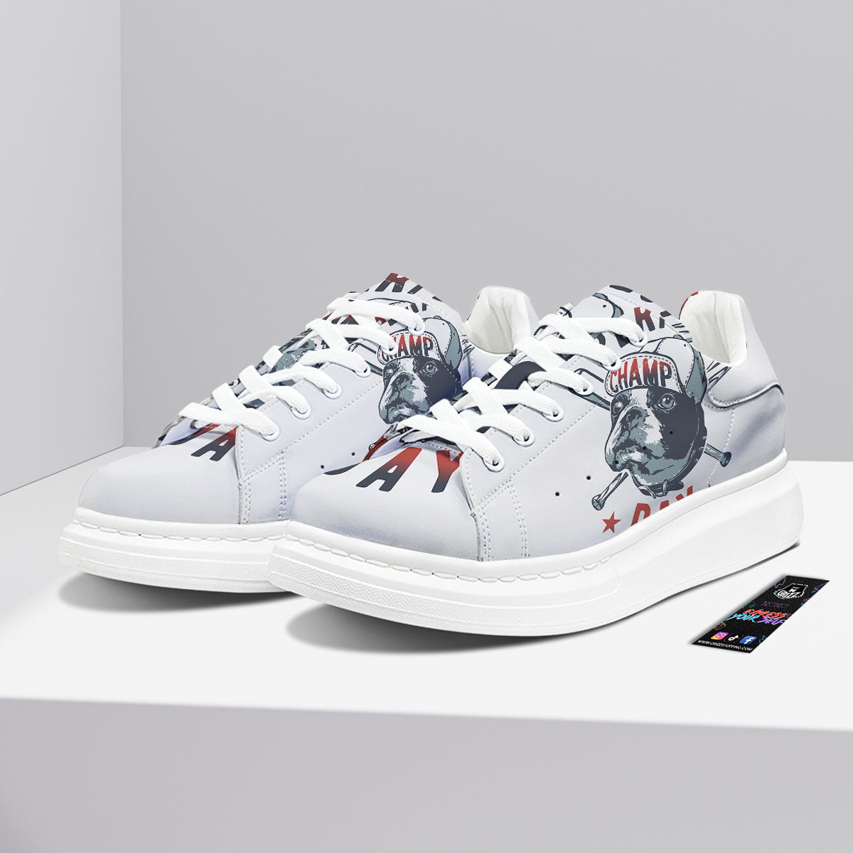 Puppy French Bulldog And Baseball Print Platform Shoes-grizzshop
