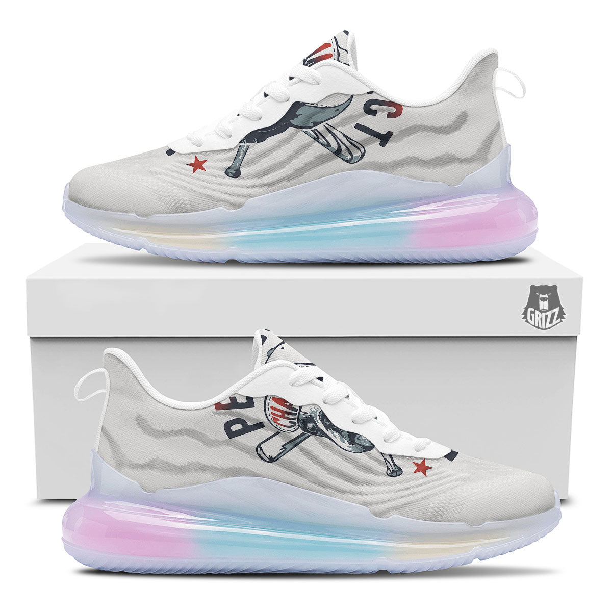Puppy French Bulldog And Baseball Print Running Sneakers-grizzshop
