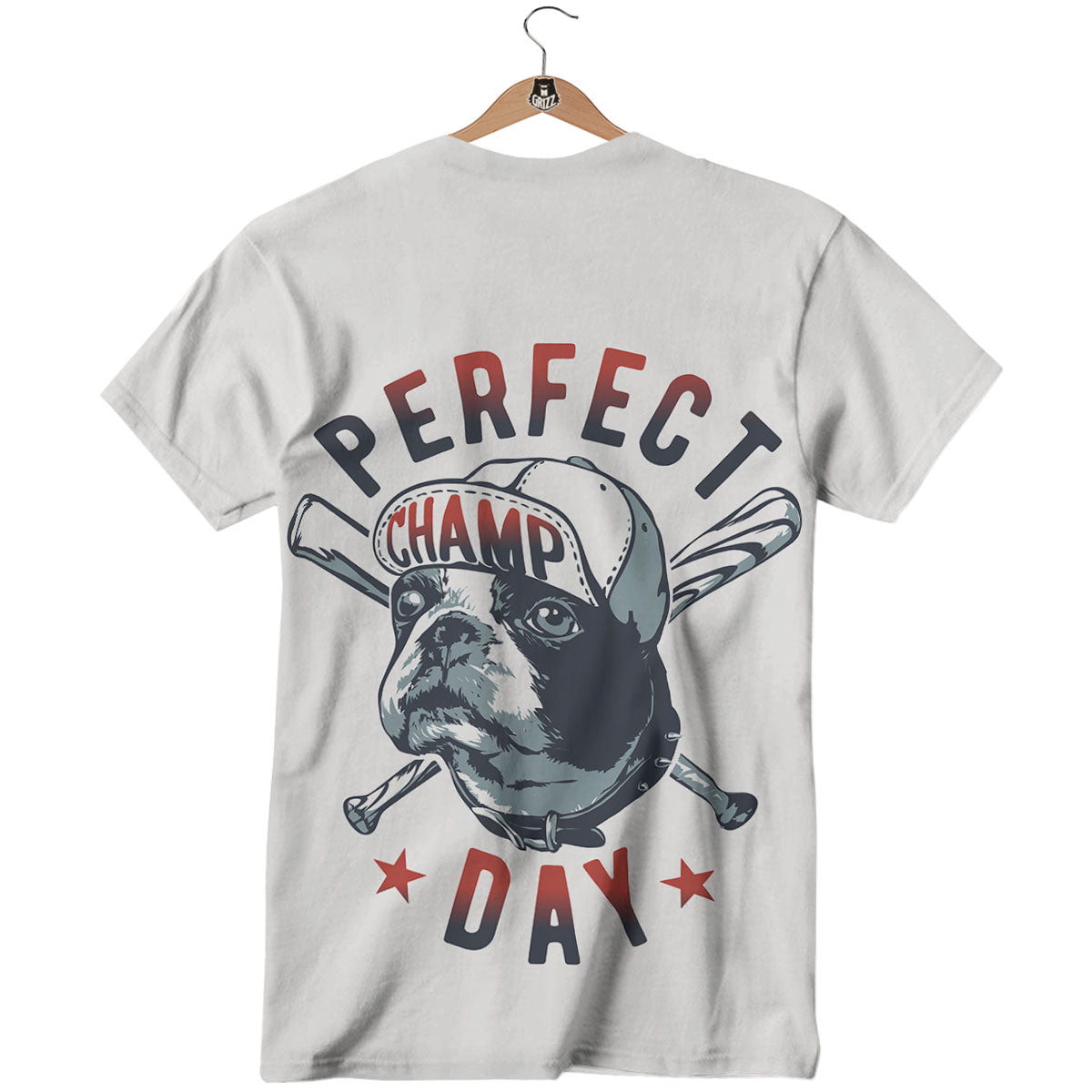 Puppy French Bulldog And Baseball Print T-Shirt-grizzshop