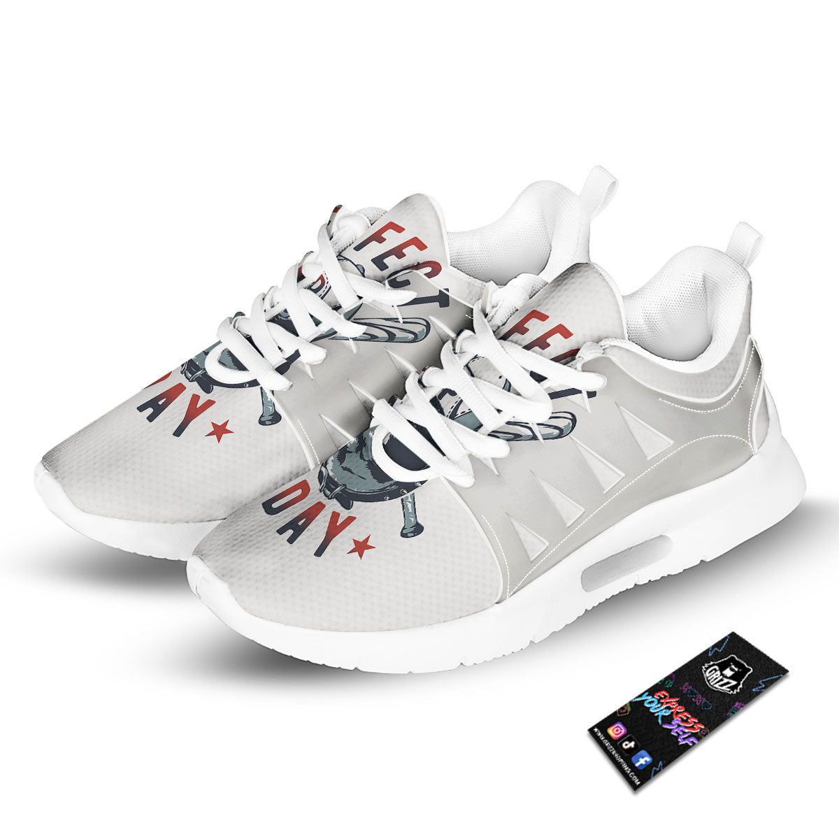 Puppy French Bulldog And Baseball Print Tennis Shoes-grizzshop