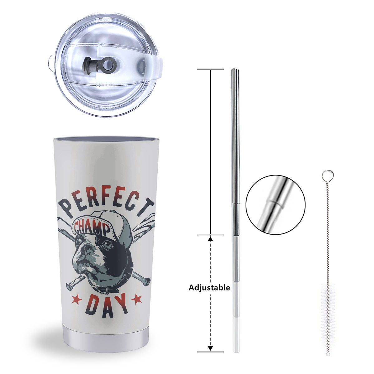 Puppy French Bulldog And Baseball Print Tumbler-grizzshop