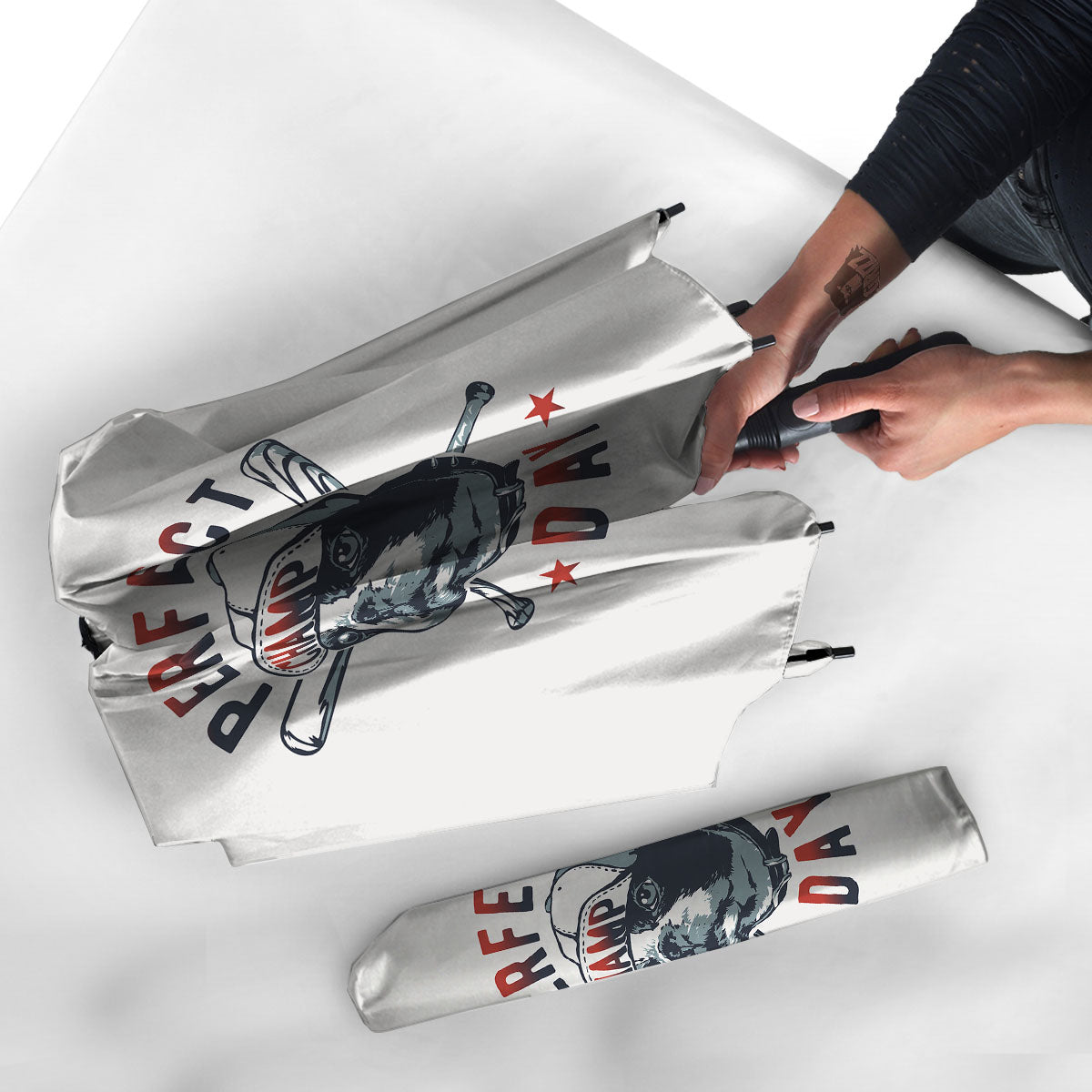 Puppy French Bulldog And Baseball Print Umbrella-grizzshop