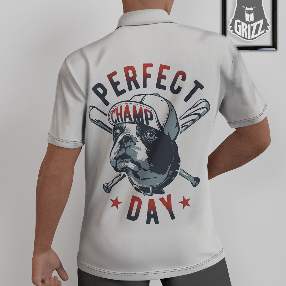 Puppy French Bulldog And Baseball Print Untucked Shirts-grizzshop