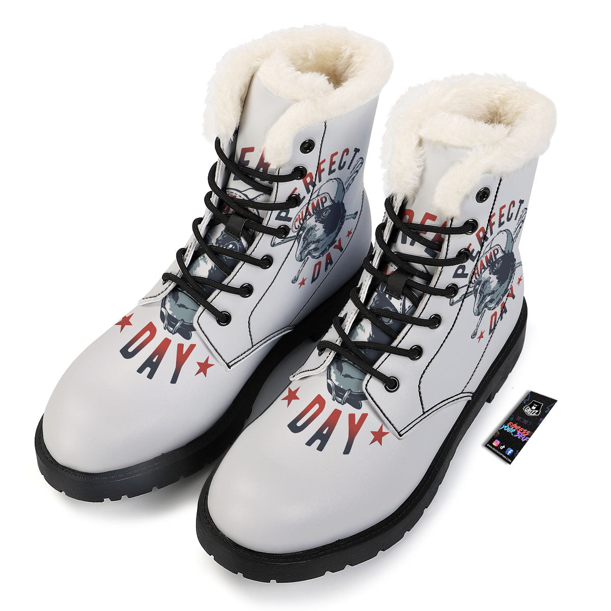 Puppy French Bulldog And Baseball Print Winter Boots-grizzshop