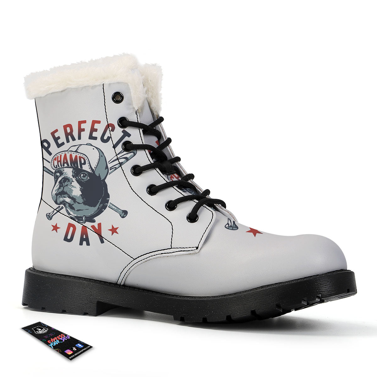 Puppy French Bulldog And Baseball Print Winter Boots-grizzshop
