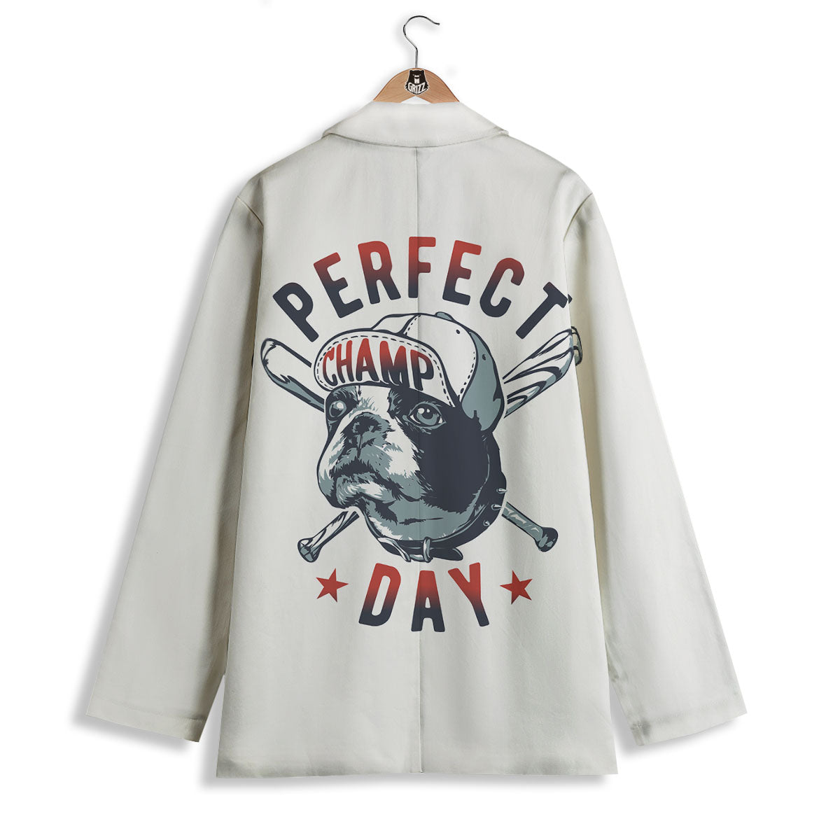 Puppy French Bulldog And Baseball Print Women's Blazer-grizzshop