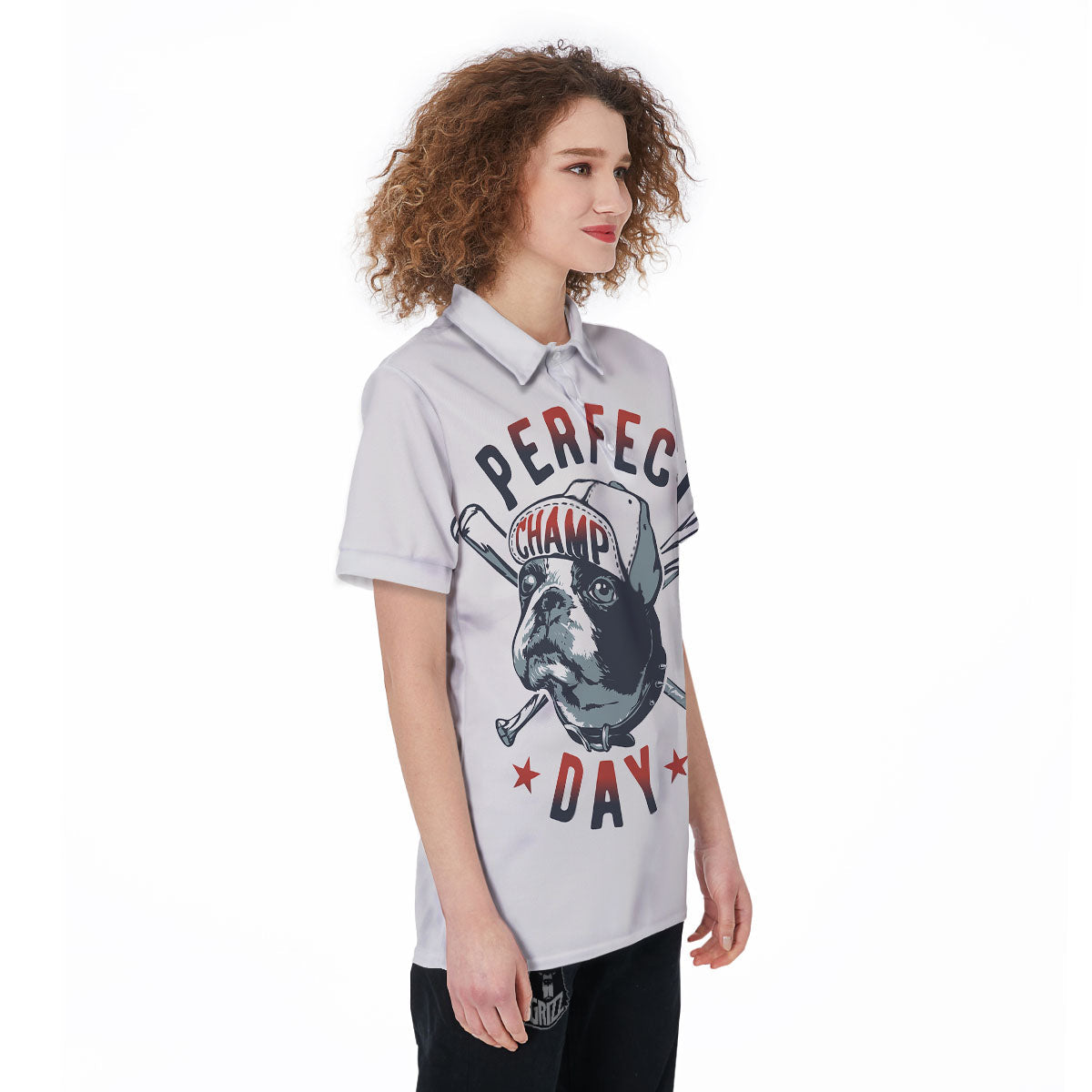 Puppy French Bulldog And Baseball Print Women's Golf Shirts-grizzshop
