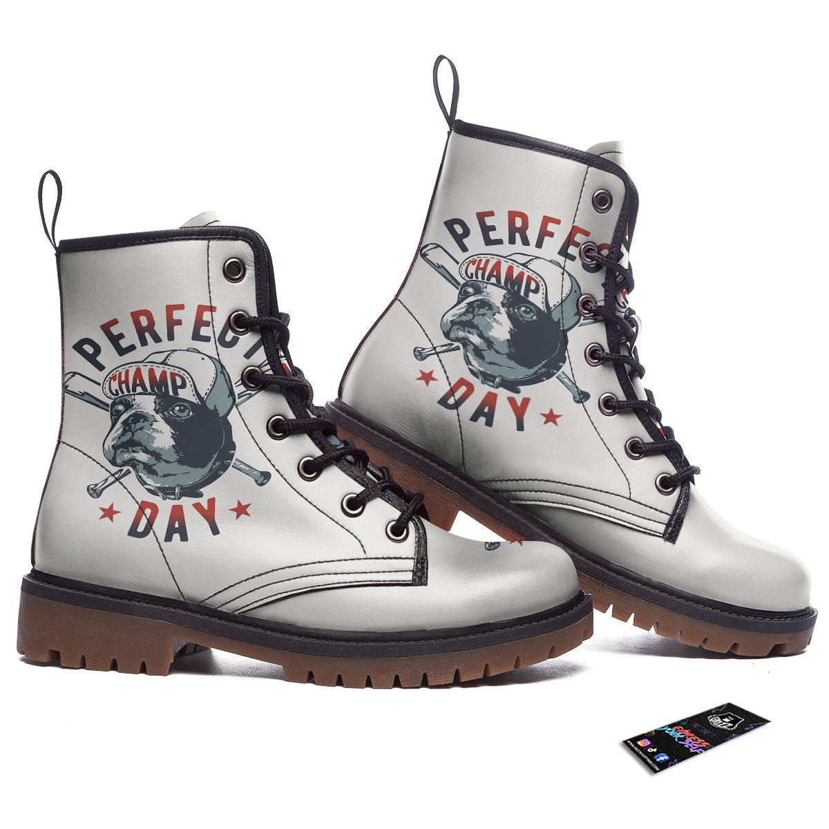 Puppy French Bulldog And Baseball Print Work Boots-grizzshop