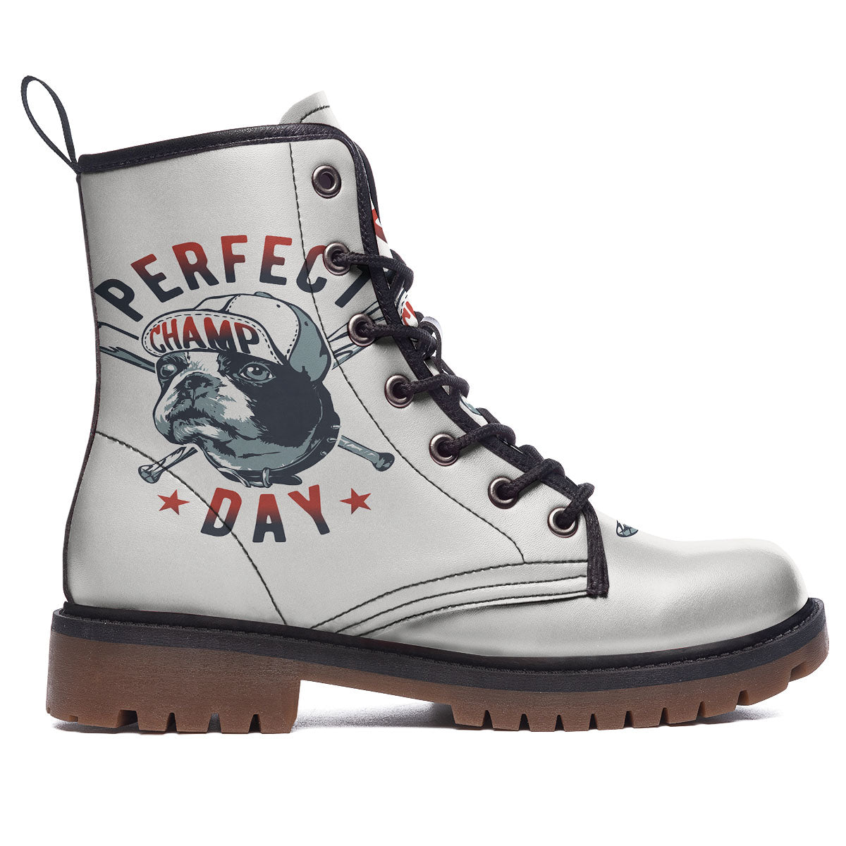 Puppy French Bulldog And Baseball Print Work Boots-grizzshop