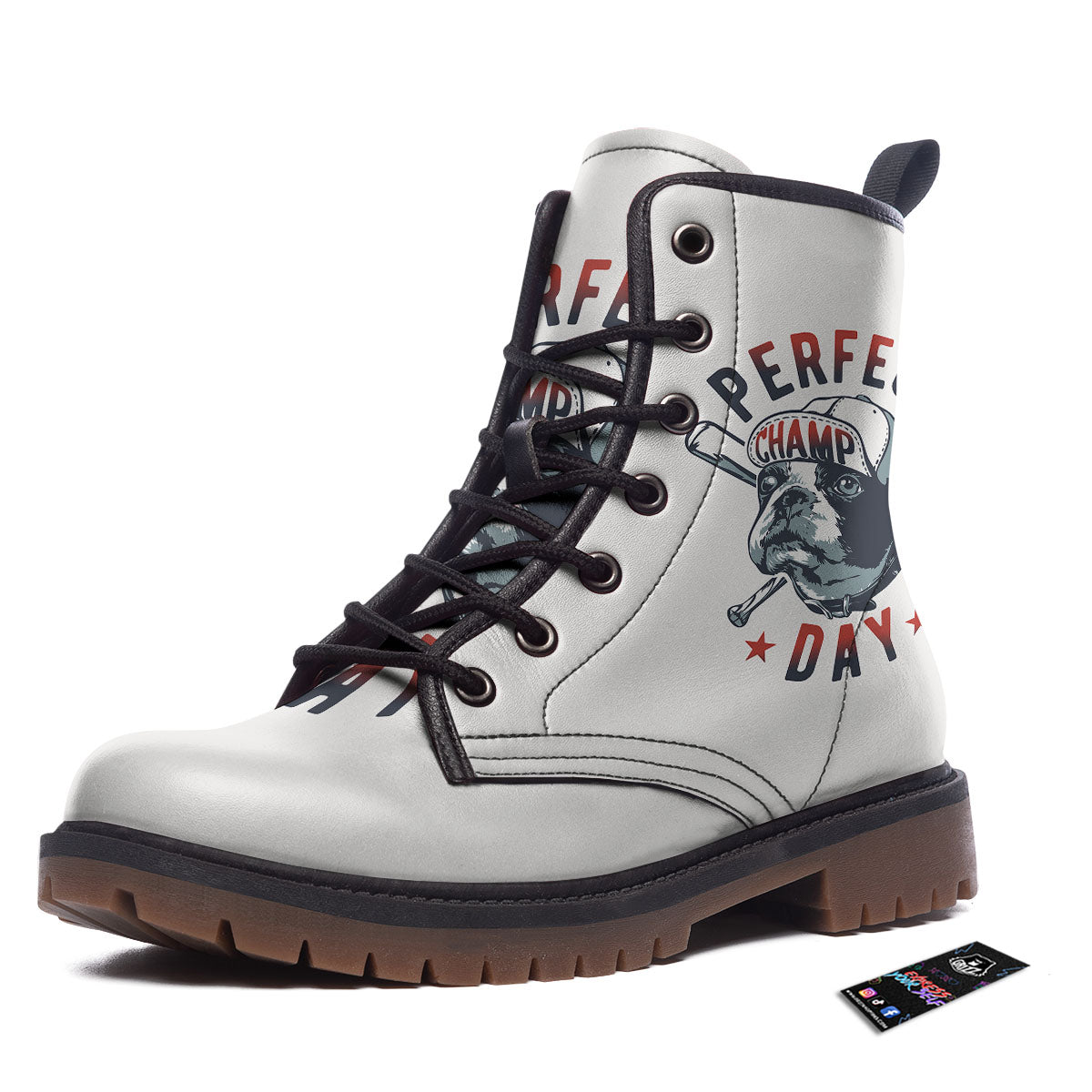 Puppy French Bulldog And Baseball Print Work Boots-grizzshop