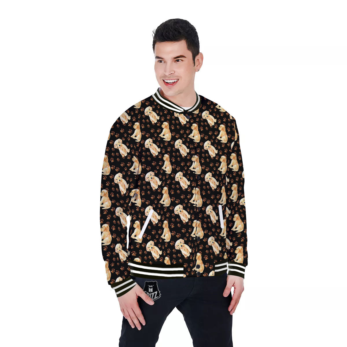 Puppy Labrador Retriever Print Pattern Baseball Jacket-grizzshop