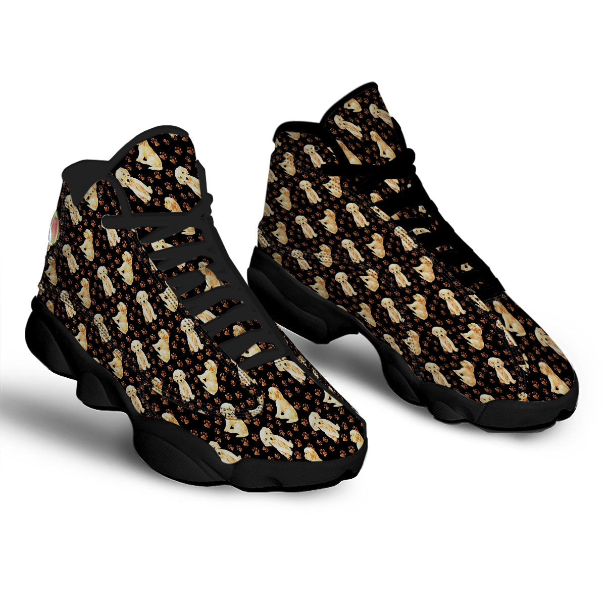 Puppy Labrador Retriever Print Pattern Black Basketball Shoes-grizzshop