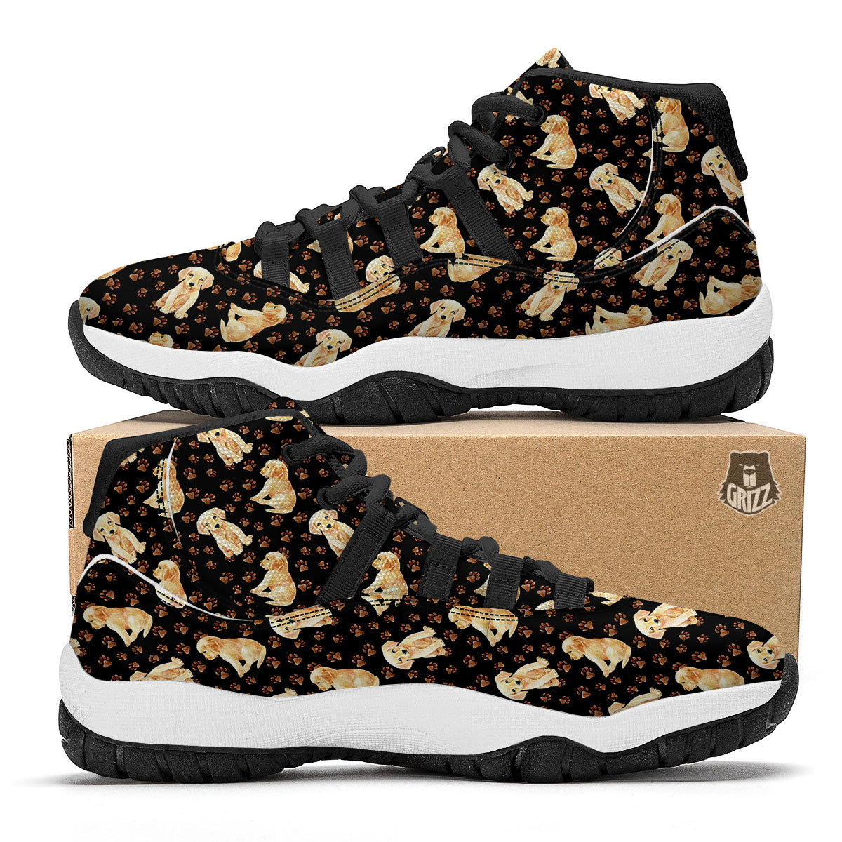 Puppy Labrador Retriever Print Pattern Black Bball Shoes-grizzshop