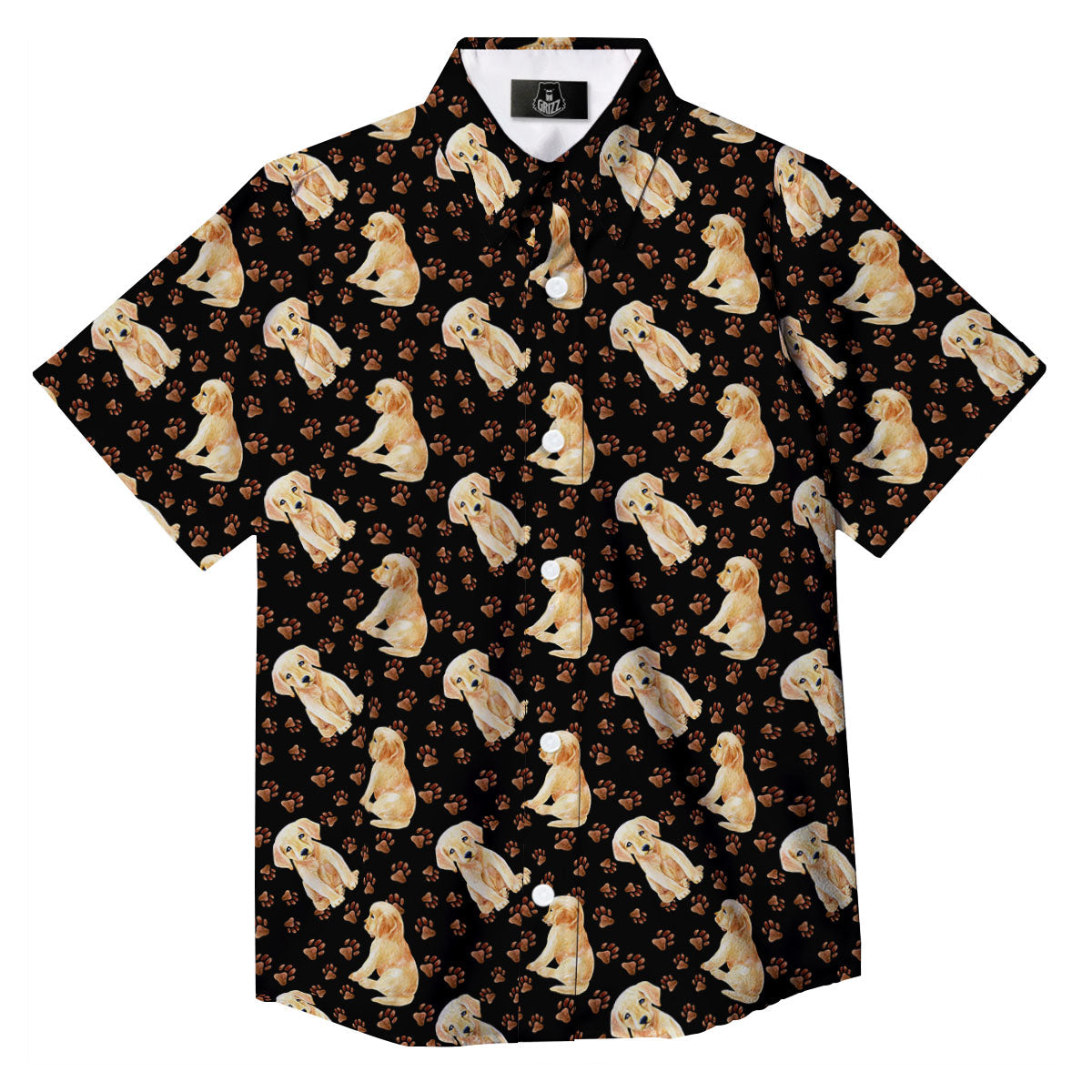Puppy Labrador Retriever Print Pattern Button Up Shirt-grizzshop