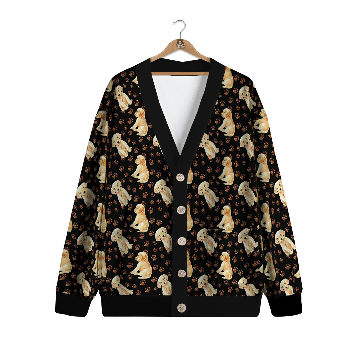 Puppy Labrador Retriever Print Pattern Cardigan-grizzshop