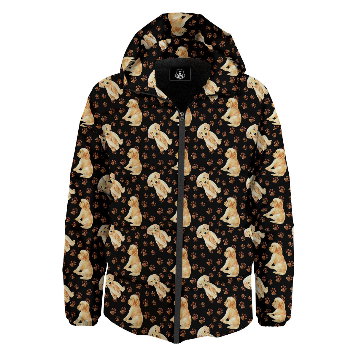 Puppy Labrador Retriever Print Pattern Down Jacket-grizzshop