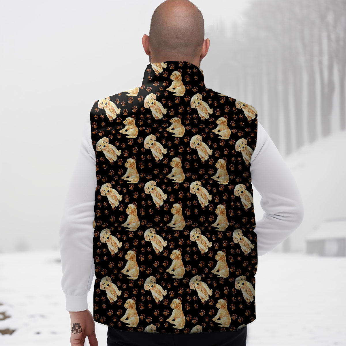 Puppy Labrador Retriever Print Pattern Down Vest