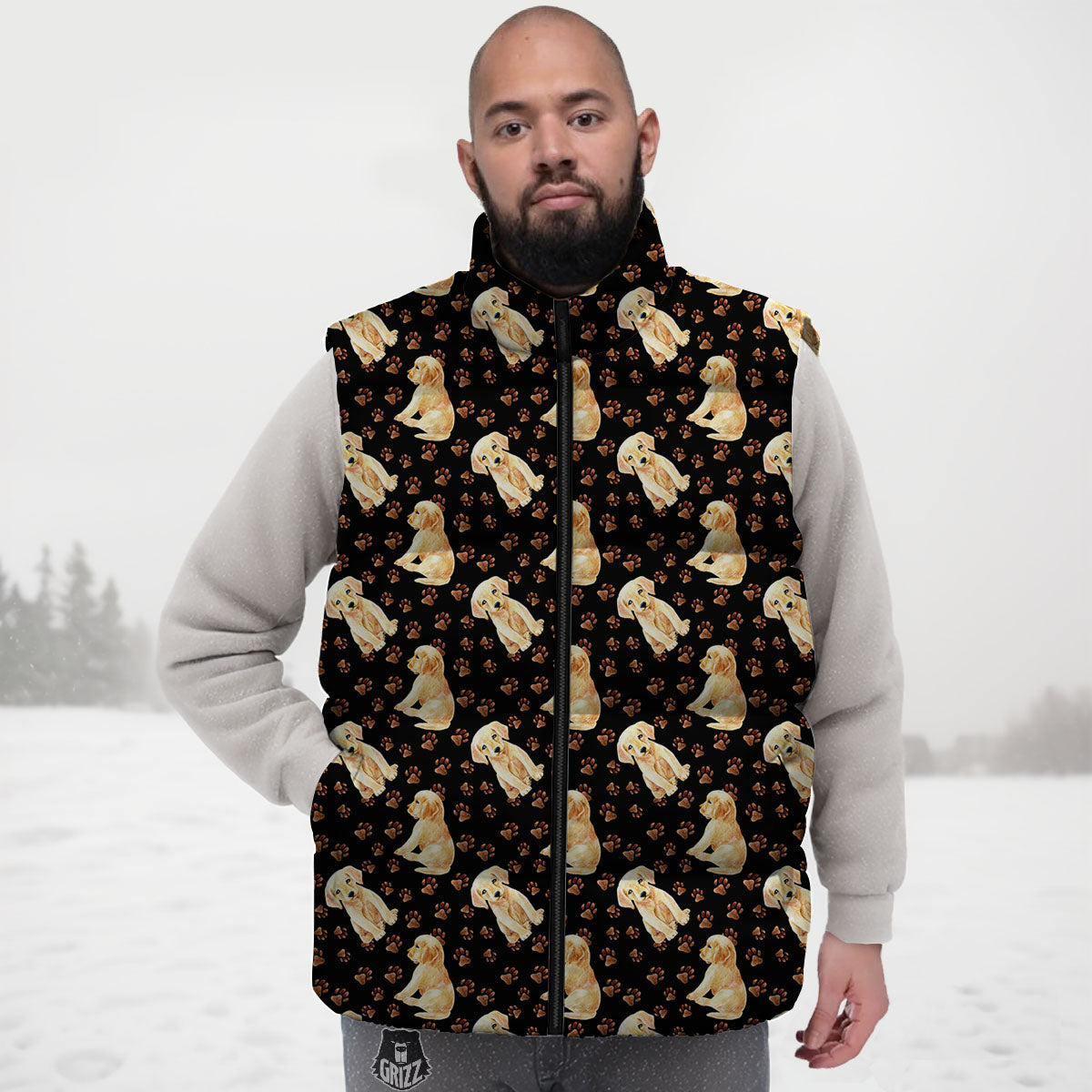 Puppy Labrador Retriever Print Pattern Down Vest