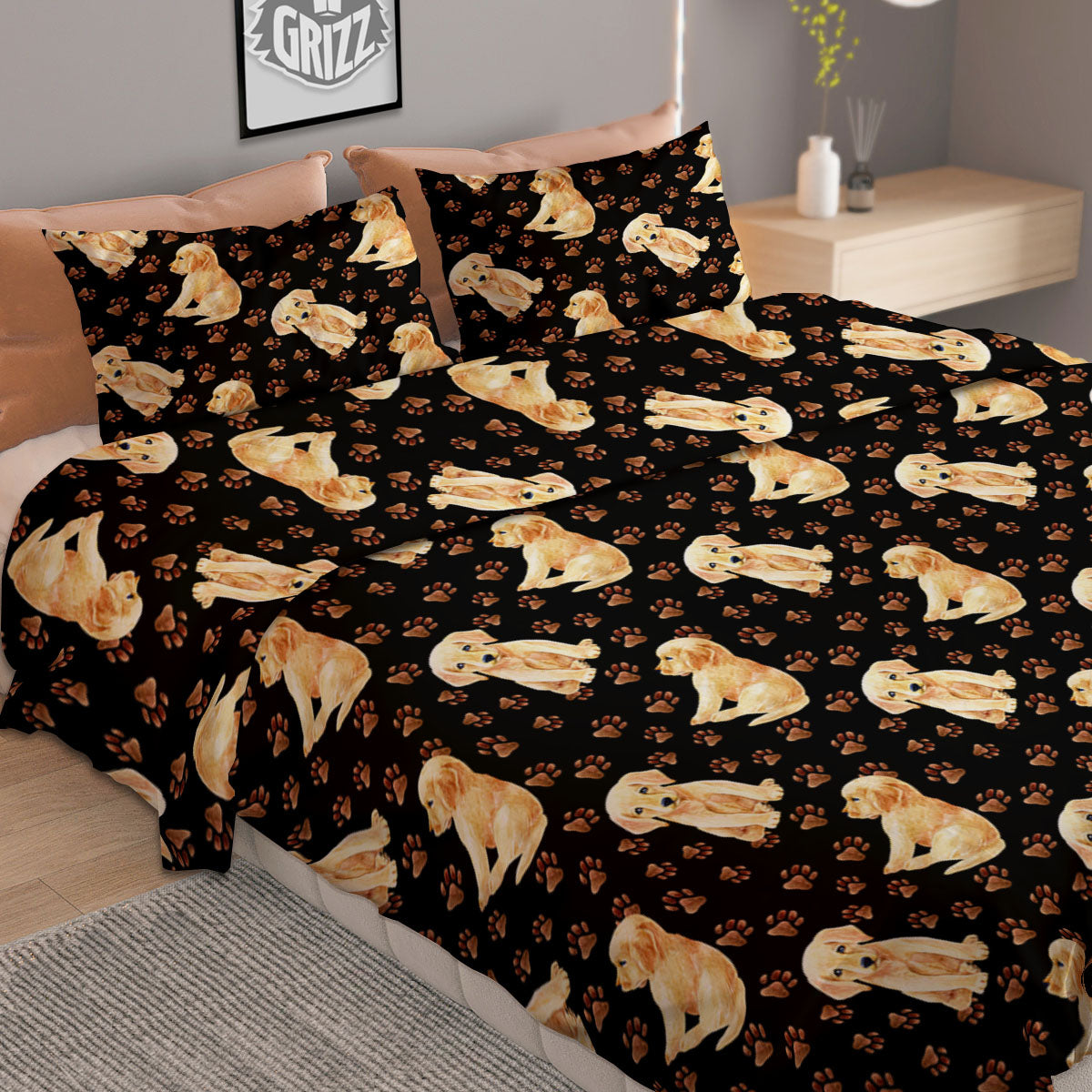 Puppy Labrador Retriever Print Pattern Duvet Cover Bedding Set