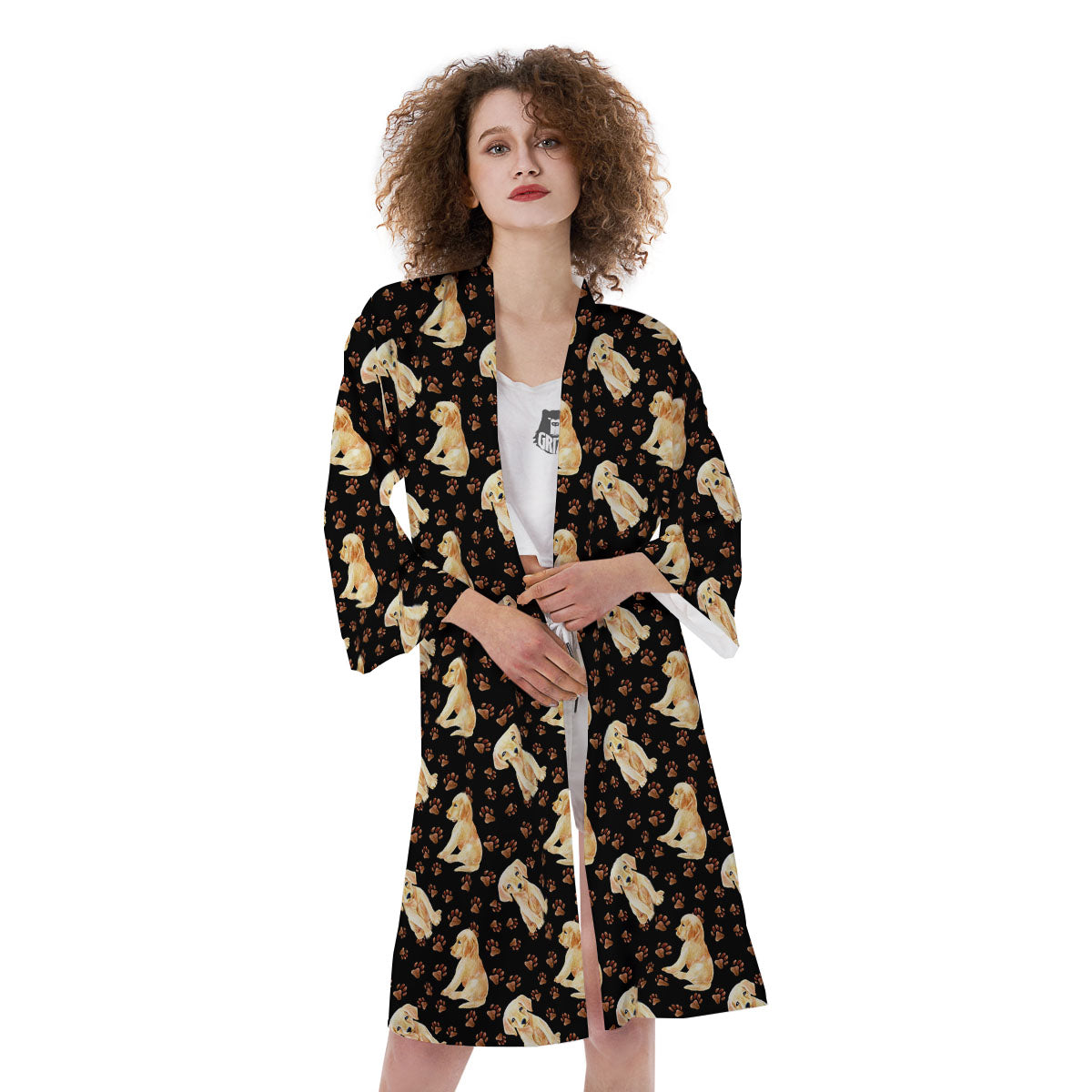 Puppy Labrador Retriever Print Pattern Kimono-grizzshop