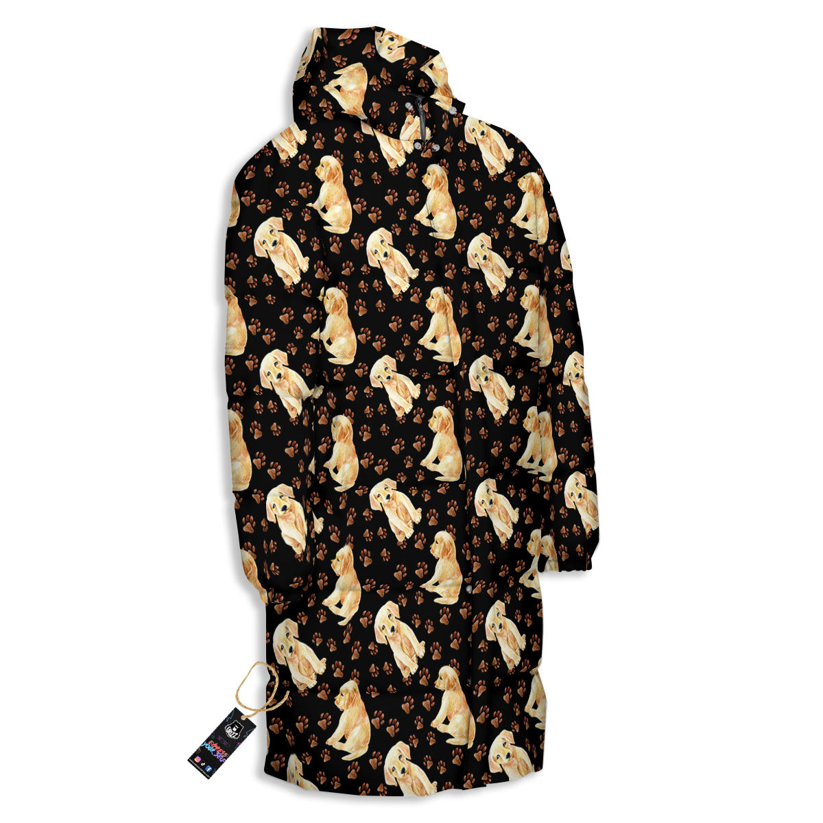 Puppy Labrador Retriever Print Pattern Long Down Jacket-grizzshop
