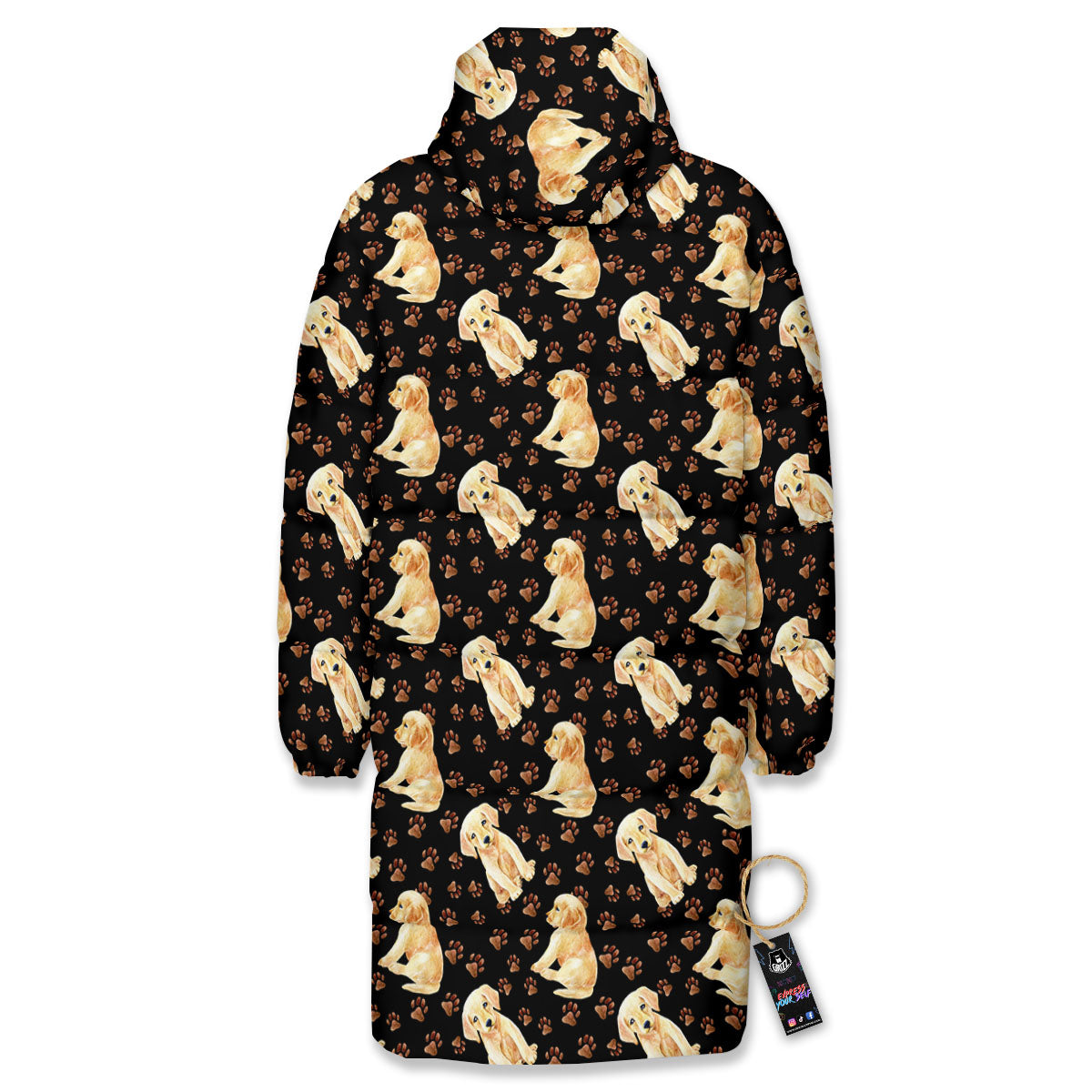 Puppy Labrador Retriever Print Pattern Long Down Jacket-grizzshop