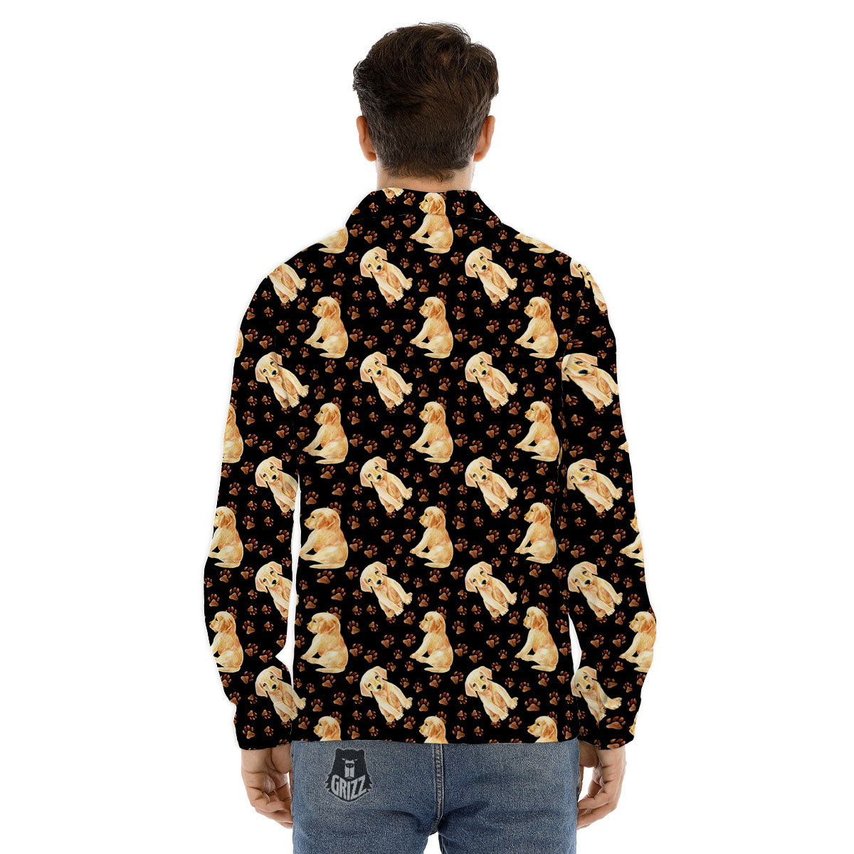 Puppy Labrador Retriever Print Pattern Men's Dress Shirts-grizzshop