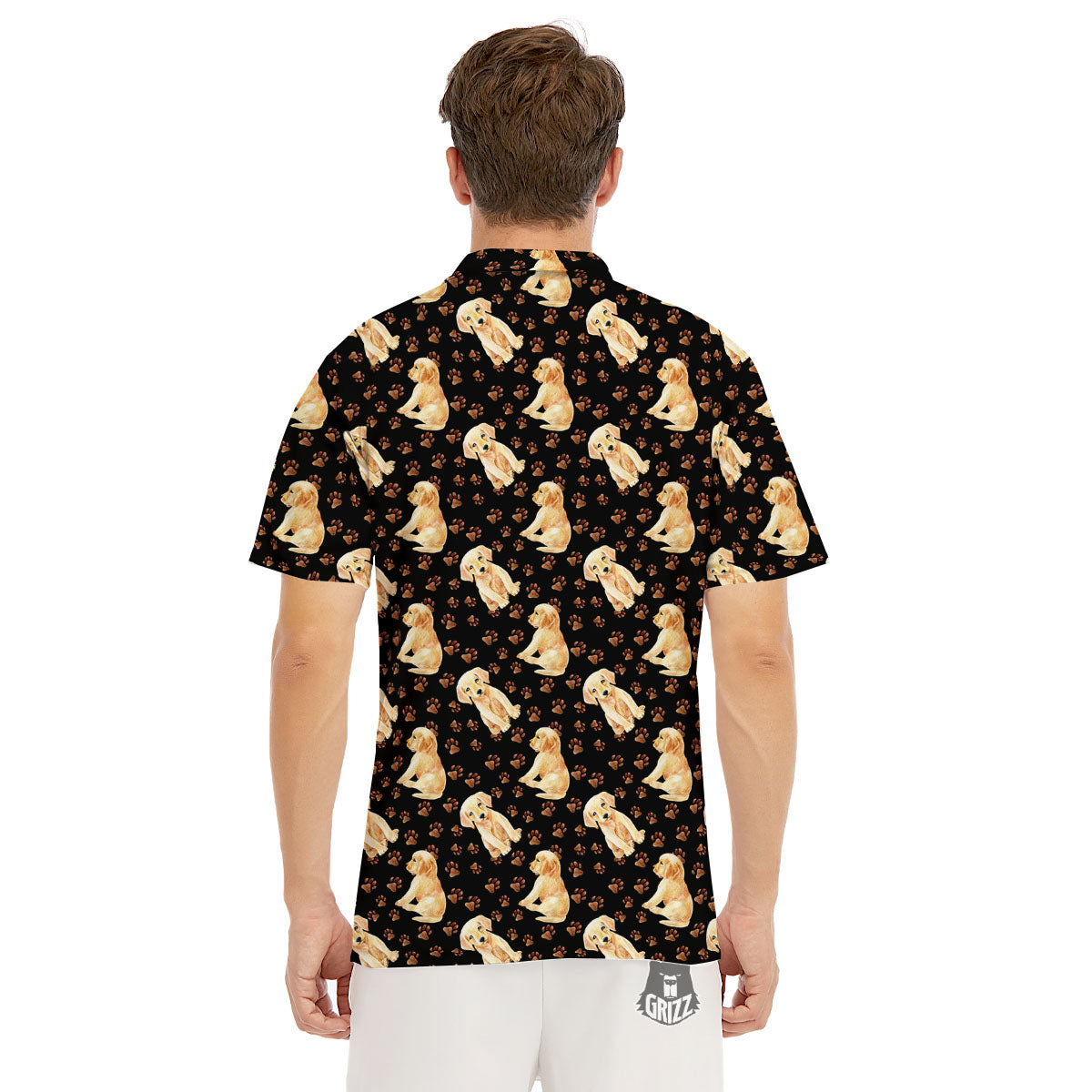 Puppy Labrador Retriever Print Pattern Men's Golf Shirts-grizzshop