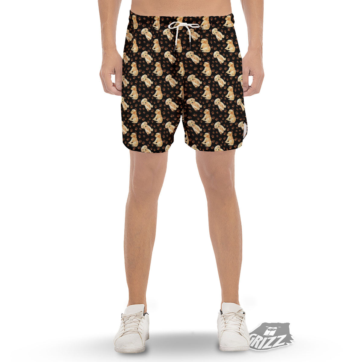 Puppy Labrador Retriever Print Pattern Men's Gym Shorts-grizzshop