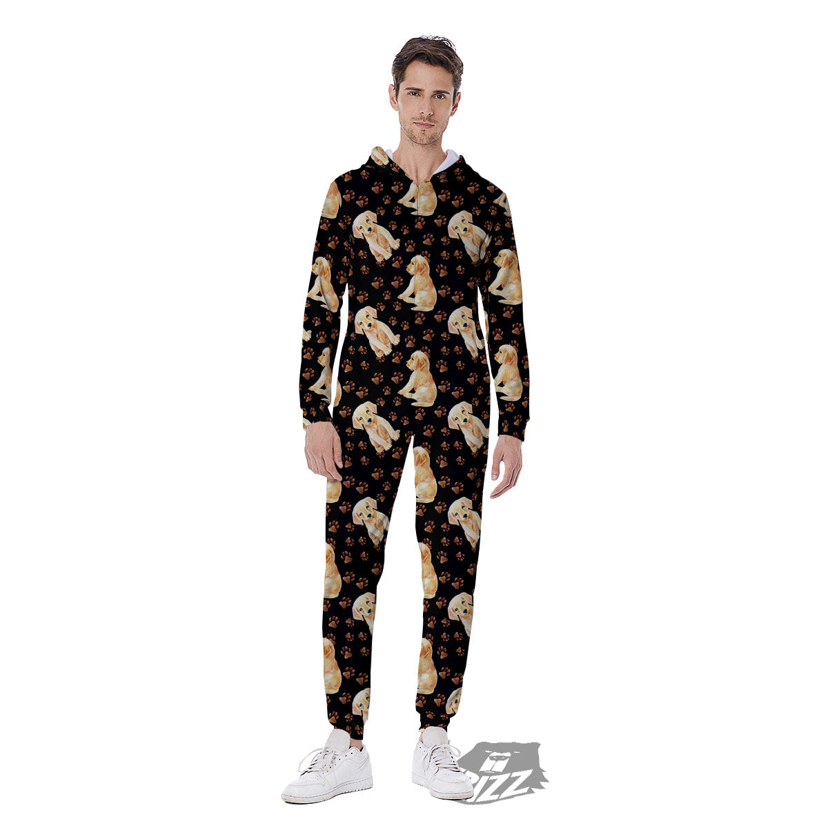 Puppy Labrador Retriever Print Pattern Men's Jumpsuit-grizzshop