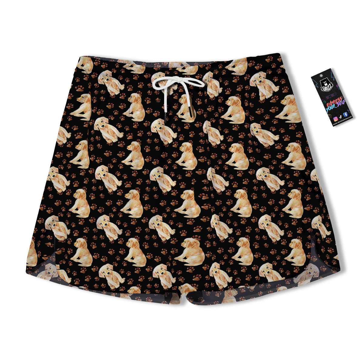 Puppy Labrador Retriever Print Pattern Men's Running Shorts-grizzshop