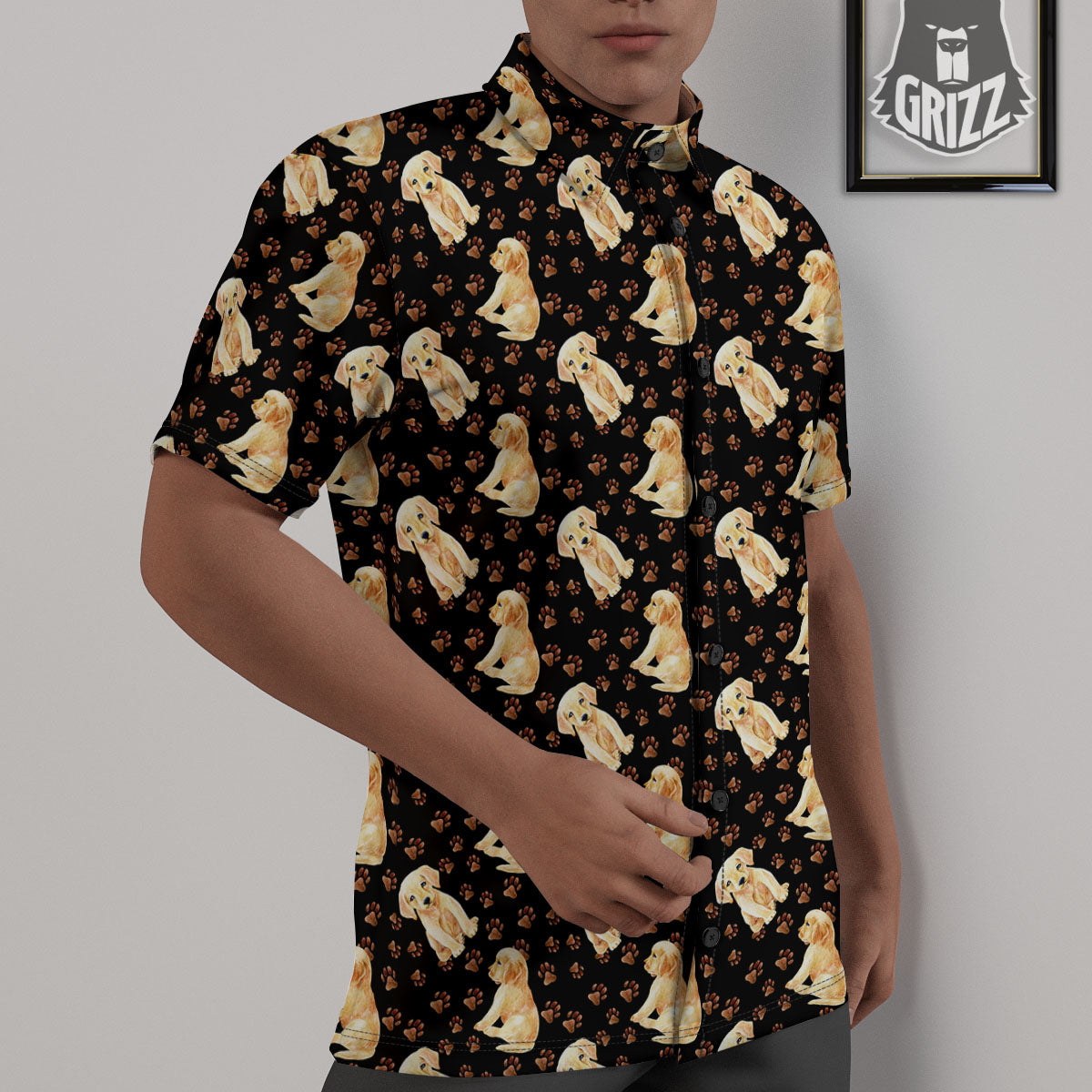 Puppy Labrador Retriever Print Pattern Untucked Shirts-grizzshop