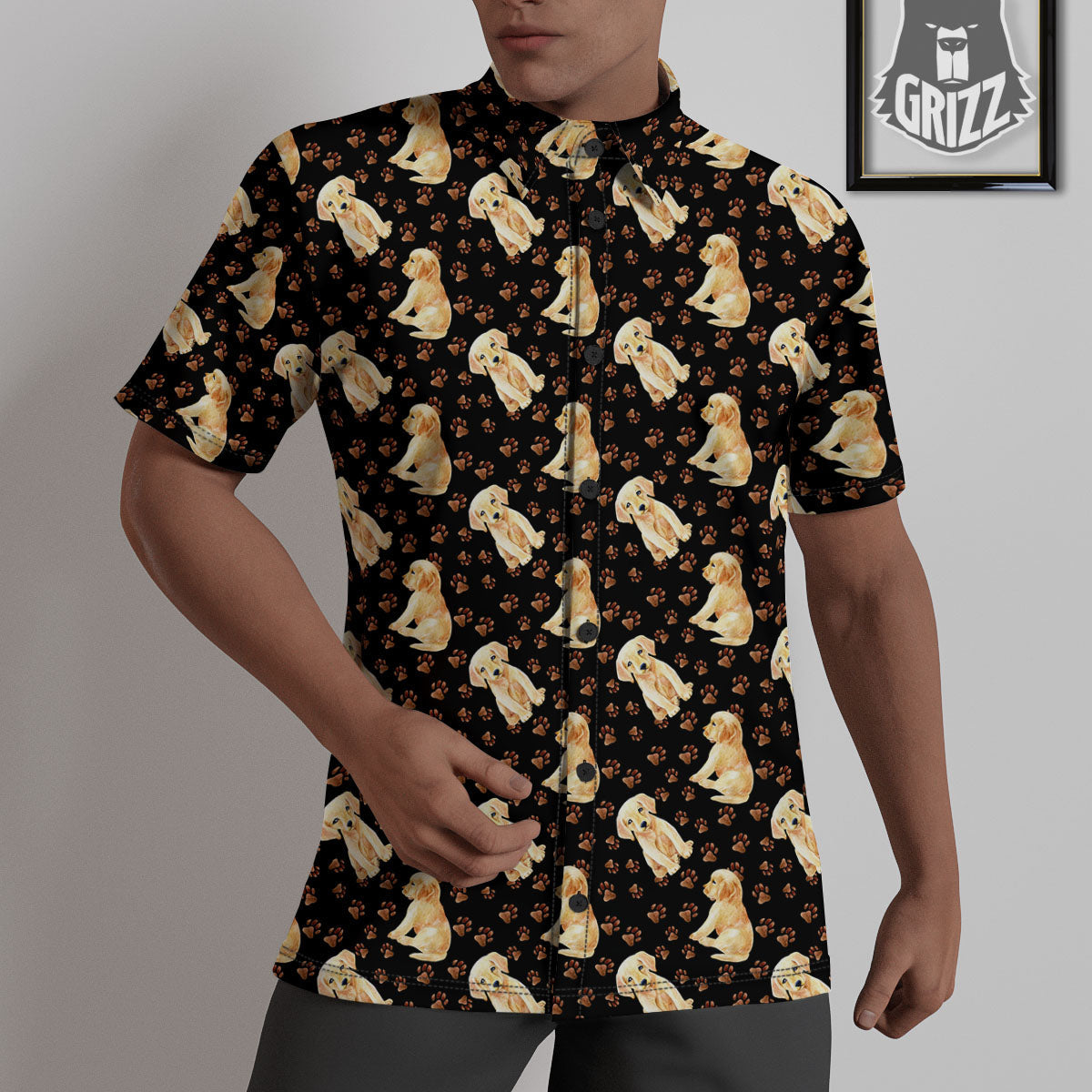 Puppy Labrador Retriever Print Pattern Untucked Shirts-grizzshop