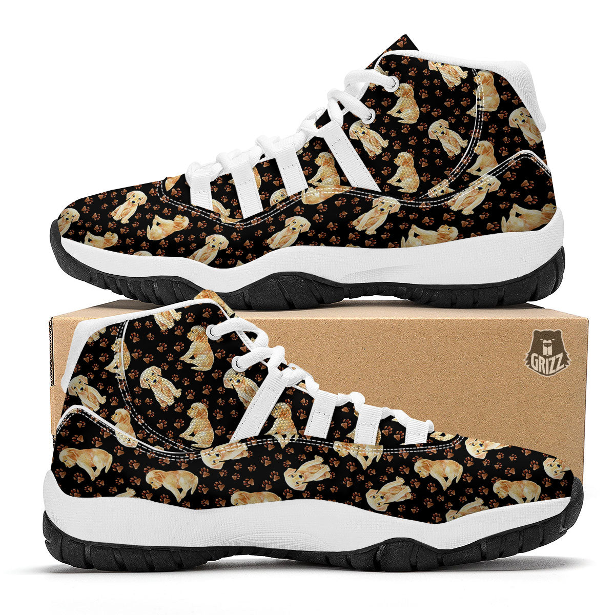 Puppy Labrador Retriever Print Pattern White Bball Shoes-grizzshop