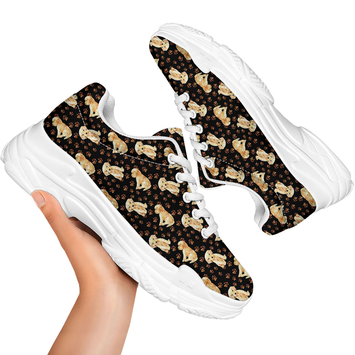 Puppy Labrador Retriever Print Pattern White Chunky Shoes-grizzshop