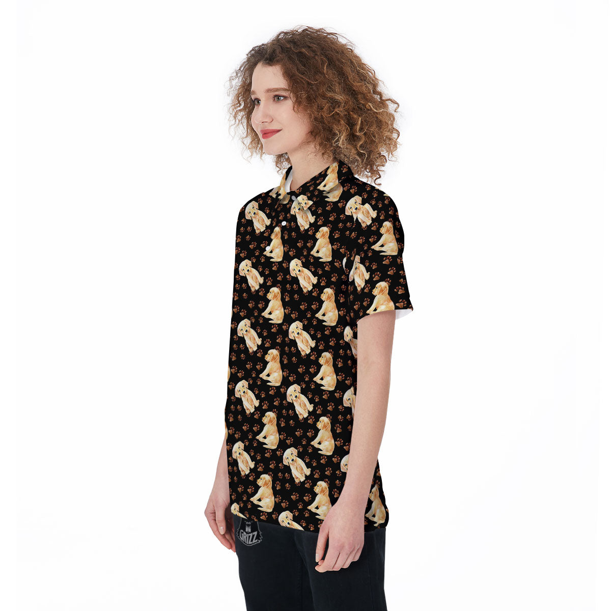 Puppy Labrador Retriever Print Pattern Women's Golf Shirts-grizzshop