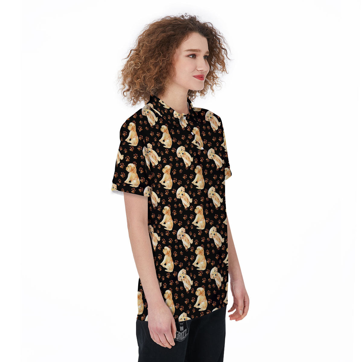 Puppy Labrador Retriever Print Pattern Women's Golf Shirts-grizzshop