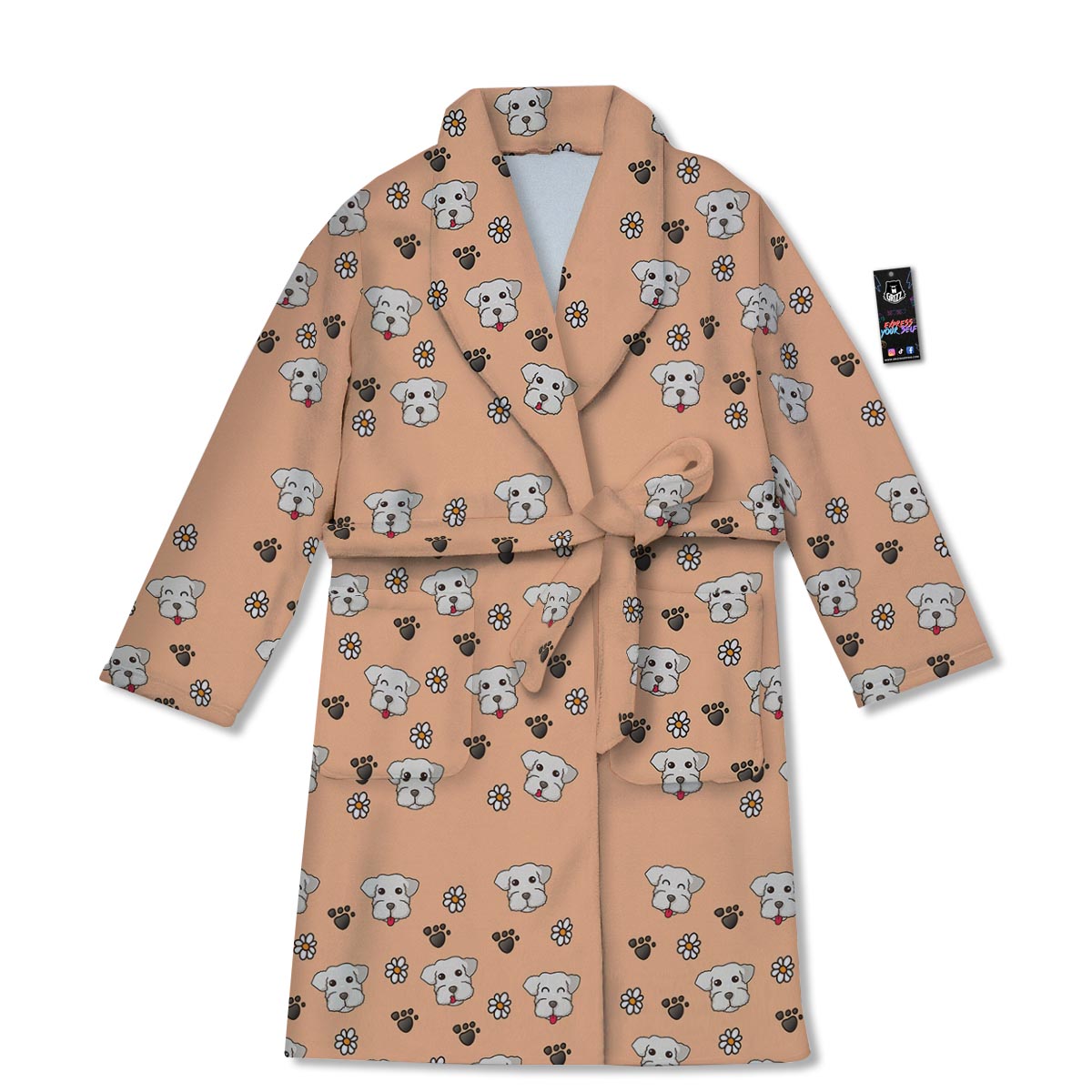 Puppy Shih Tzu Print Pattern Bathrobe-grizzshop