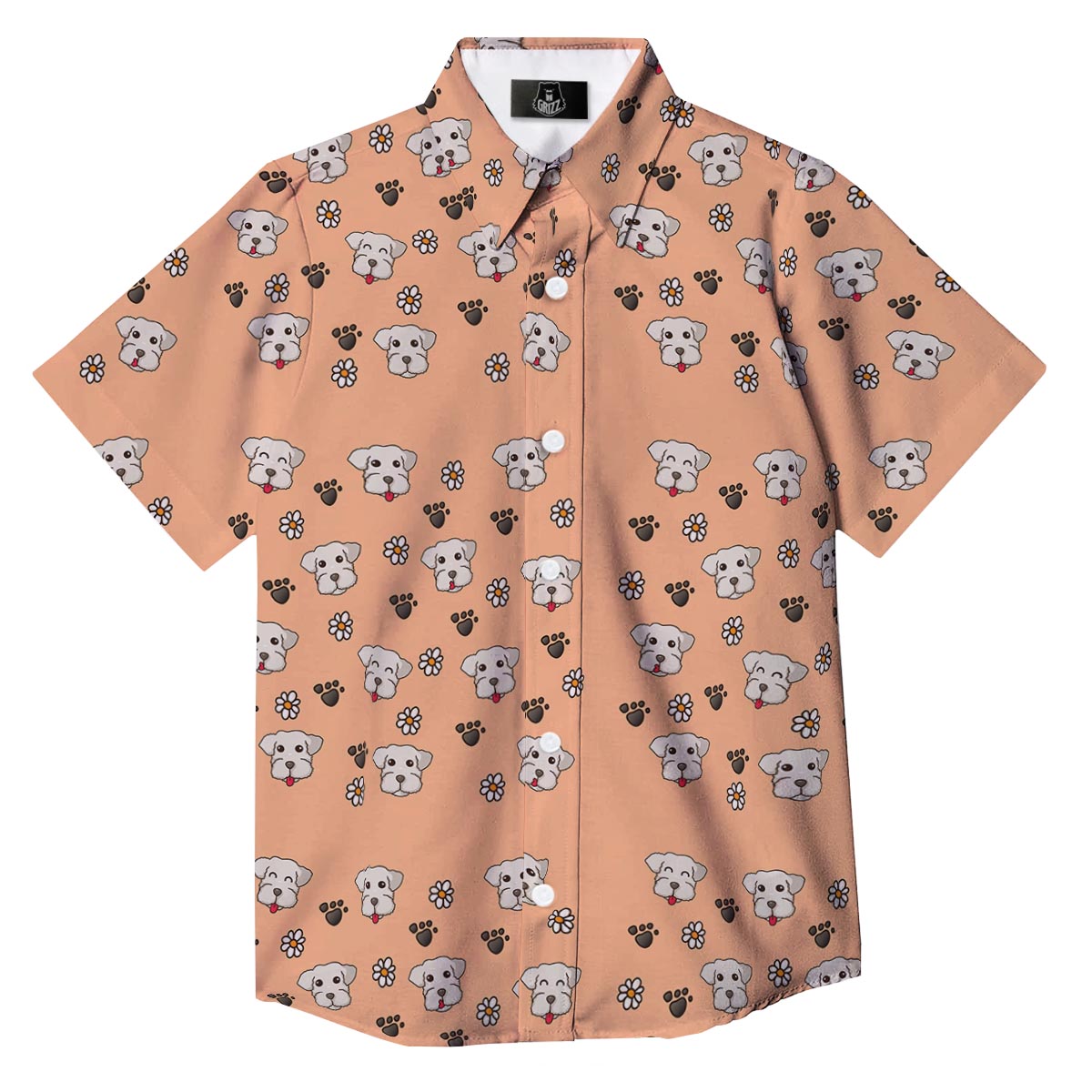 Puppy Shih Tzu Print Pattern Button Up Shirt-grizzshop